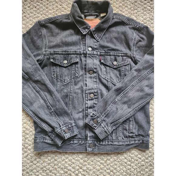 Levi's Original Trucker Denim Jean Jacket Size M Black Rigid Wash Button Front - Picture 1 of 6